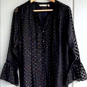 Soft surroundings dot calm velvet blouse size XL